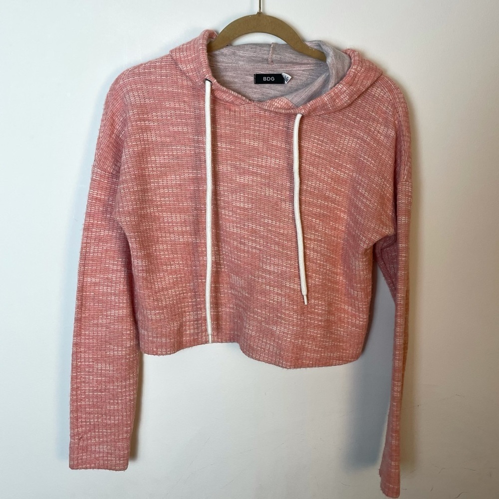 BDG Pink & White Cropped Hoodie Size XS